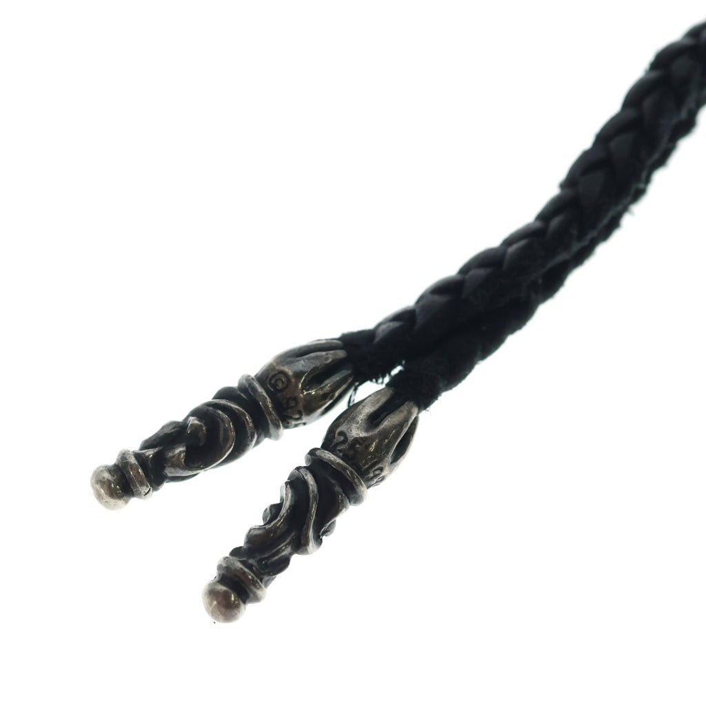 CHROME HEARTS(クロムハーツ) LEATHER BRAID スクロール レザーブレード ネックレス ブラック/シルバー