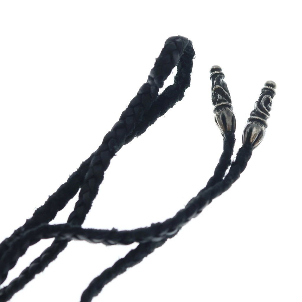 CHROME HEARTS(クロムハーツ) LEATHER BRAID スクロール レザーブレード ネックレス ブラック/シルバー