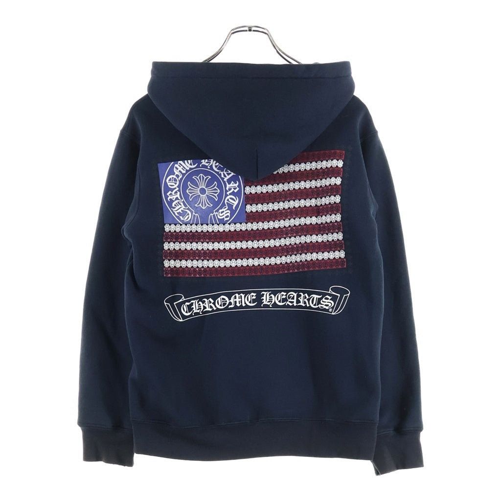 CHROME HEARTS(クロムハーツ) OLD SWTSHRT HD ZIP オールド アメリカンフラッグ 星条旗 裏地サーマルジップアップフーディーパーカー ブラック