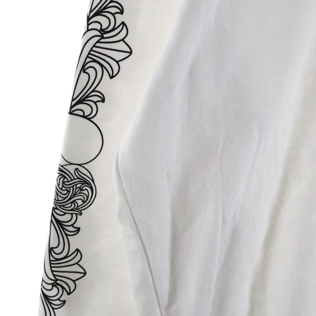 CHROME HEARTS(クロムハーツ) LOVE YOU NECK LOGO SWTSHRT ネックロゴ 袖フローラルプリントクルーネックスウェット ホワイト