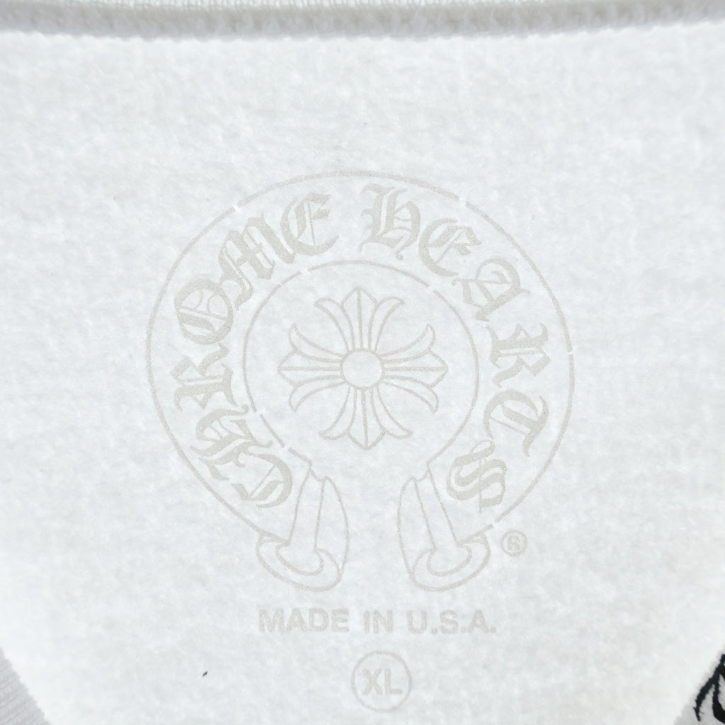 CHROME HEARTS(クロムハーツ) LOVE YOU NECK LOGO SWTSHRT ネックロゴ 袖フローラルプリントクルーネックスウェット ホワイト