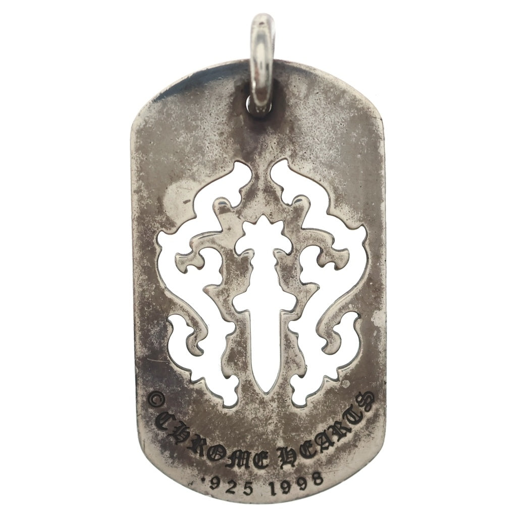 CHROME HEARTS(クロムハーツ) D TAG LRG DAGGER ヴァインダガーカットアウトドッグタグ ラージ ペンダントトップ シルバー BCA240