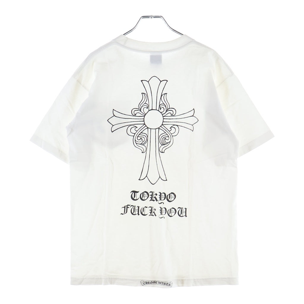 CHROME HEARTS(クロムハーツ) OLD CH T-SHIRT 東京限定 ファックユー バックフローラル フロントホースシュープリント クルーネック 半袖Tシャツ ホワイト