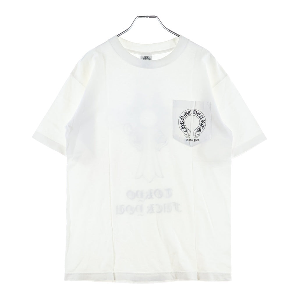 CHROME HEARTS(クロムハーツ) OLD CH T-SHIRT 東京限定 ファックユー バックフローラル フロントホースシュープリント クルーネック 半袖Tシャツ ホワイト