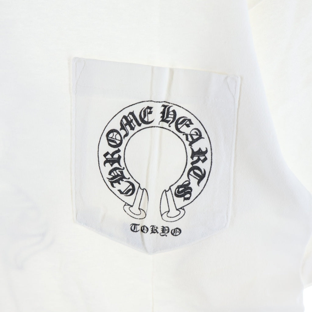 CHROME HEARTS(クロムハーツ) OLD CH T-SHIRT 東京限定 ファックユー バックフローラル フロントホースシュープリント クルーネック 半袖Tシャツ ホワイト