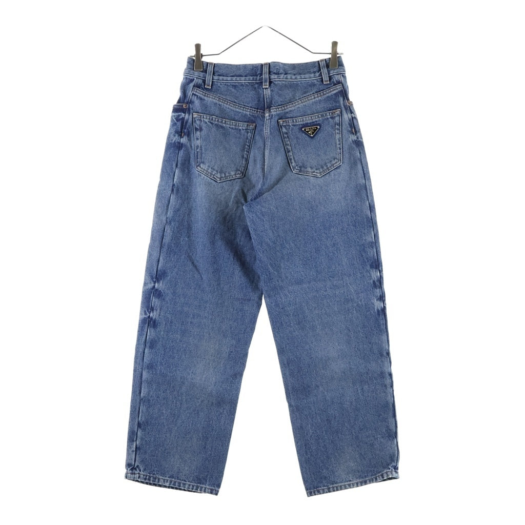 PRADA(プラダ) 23SS トライアングルロゴ ワイドフィットデニムパンツ GFP491 インディゴブルー レディース