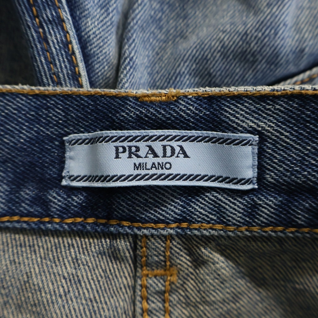 PRADA(プラダ) 23SS トライアングルロゴ ワイドフィットデニムパンツ GFP491 インディゴブルー レディース