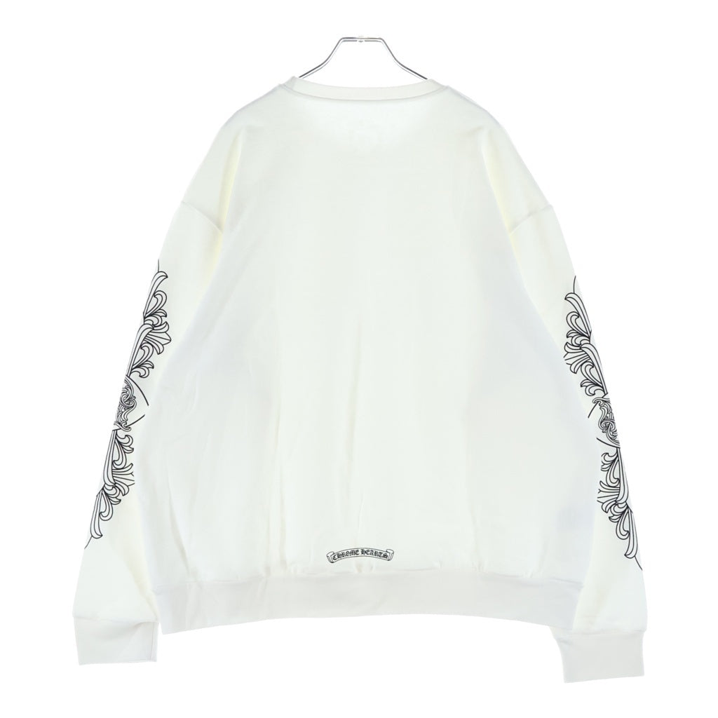 CHROME HEARTS(クロムハーツ) LOVE YOU NECK LOGO SWTSHRT ネックロゴ 袖フローラルプリントクルーネックスウェット ホワイト
