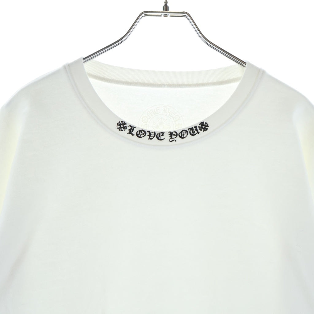 CHROME HEARTS(クロムハーツ) LOVE YOU NECK LOGO SWTSHRT ネックロゴ 袖フローラルプリントクルーネックスウェット ホワイト