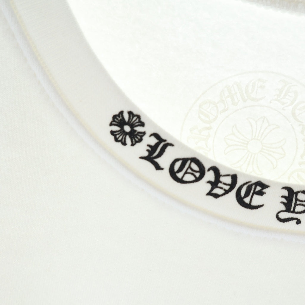 CHROME HEARTS(クロムハーツ) LOVE YOU NECK LOGO SWTSHRT ネックロゴ 袖フローラルプリントクルーネックスウェット ホワイト