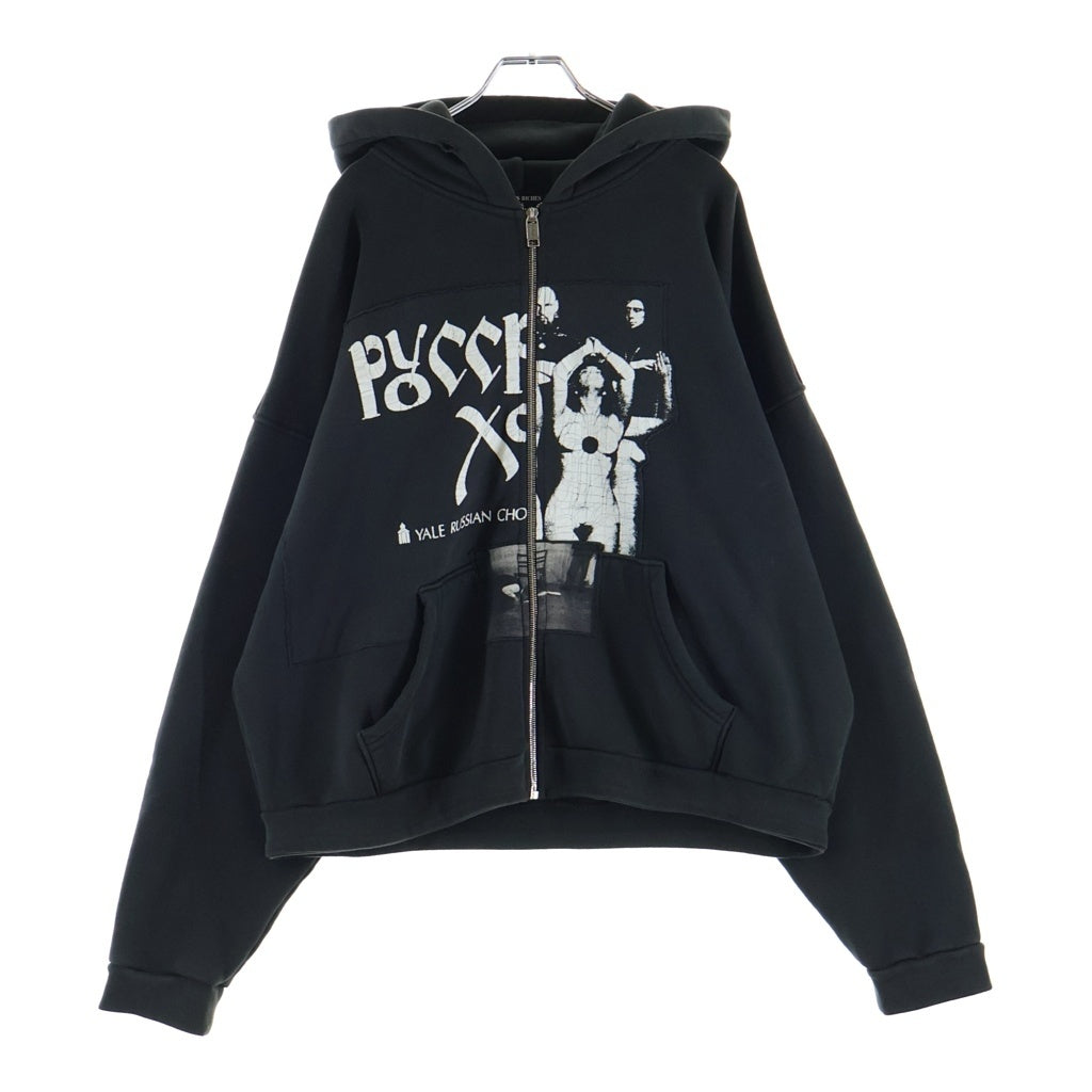 ENFANTS RICHES DEPRIMES(アンファンリッシュデプリメ) 25AW RUSSIAN CHORUS ZIP HOODIE ロシアンコーラス オーバサイズジップアップフーディー パーカー ブラック