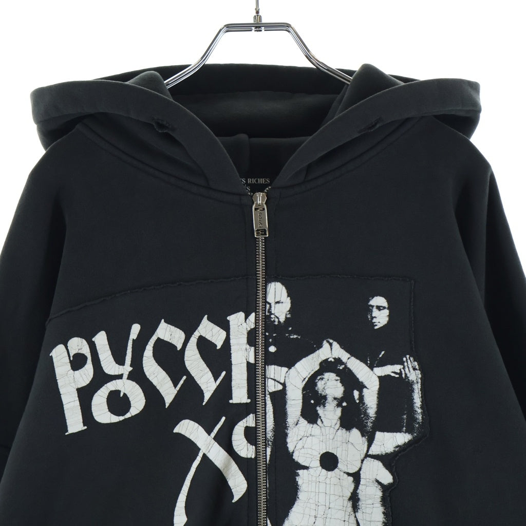 ENFANTS RICHES DEPRIMES(アンファンリッシュデプリメ) 25AW RUSSIAN CHORUS ZIP HOODIE ロシアンコーラス オーバサイズジップアップフーディー パーカー ブラック