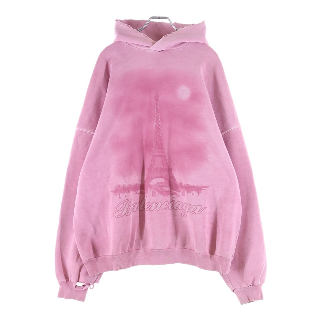 BALENCIAGA(バレンシアガ) 24SS Paris Moon Oversized Hoodie パリスムーン オーバーサイズプルオーバーフーディー パーカー 744462 TQVO2 ピンク