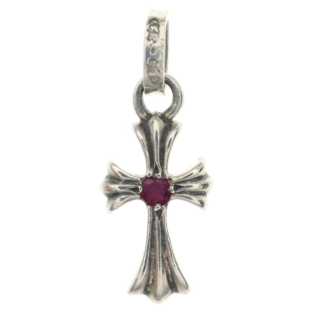 CHROME HEARTS(クロムハーツ) CRS BBYFAT RUBY ベイビーファットクロス 両面1ルビー ペンダントトップ シルバー/レッド