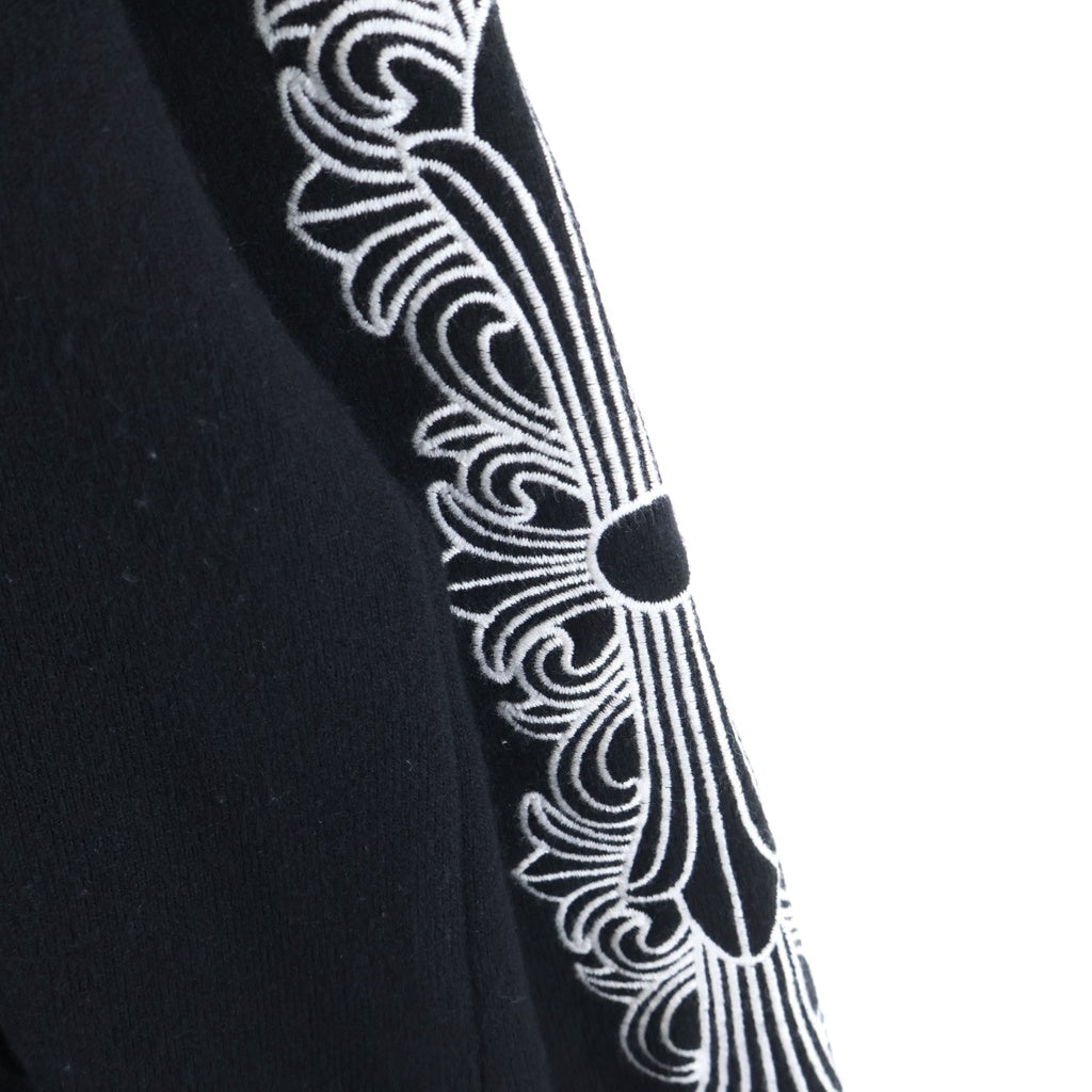 CHROME HEARTS(クロムハーツ) U LIFE SENTENCE 袖フローラル刺繍カシミアプルオーバーフーディーパーカー ブラック