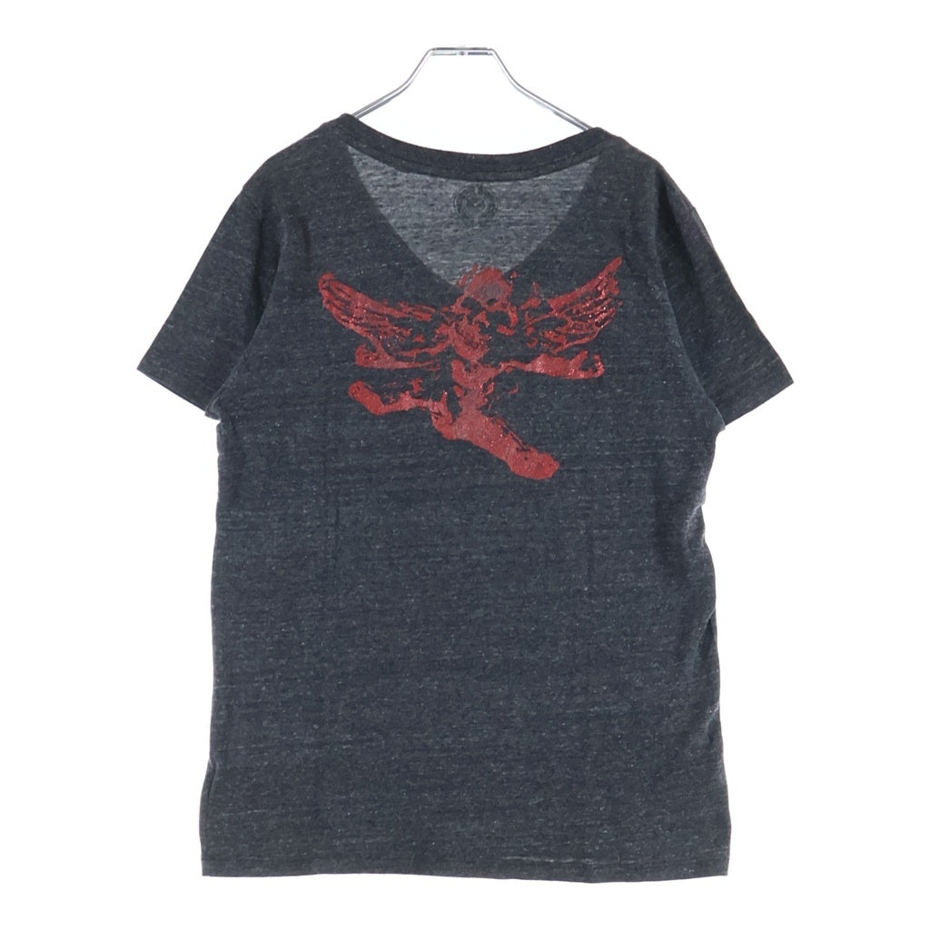 CHROME HEARTS(クロムハーツ) OLD FOTI S/S TEE オールドフォティ ラメプリント Vネック 半袖Tシャツ グレー レディース