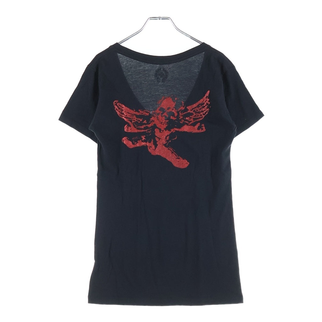 CHROME HEARTS(クロムハーツ) OLD FOTI S/S TEE オールドフォティ ラメプリント Vネック 半袖Tシャツ ブラック レディース