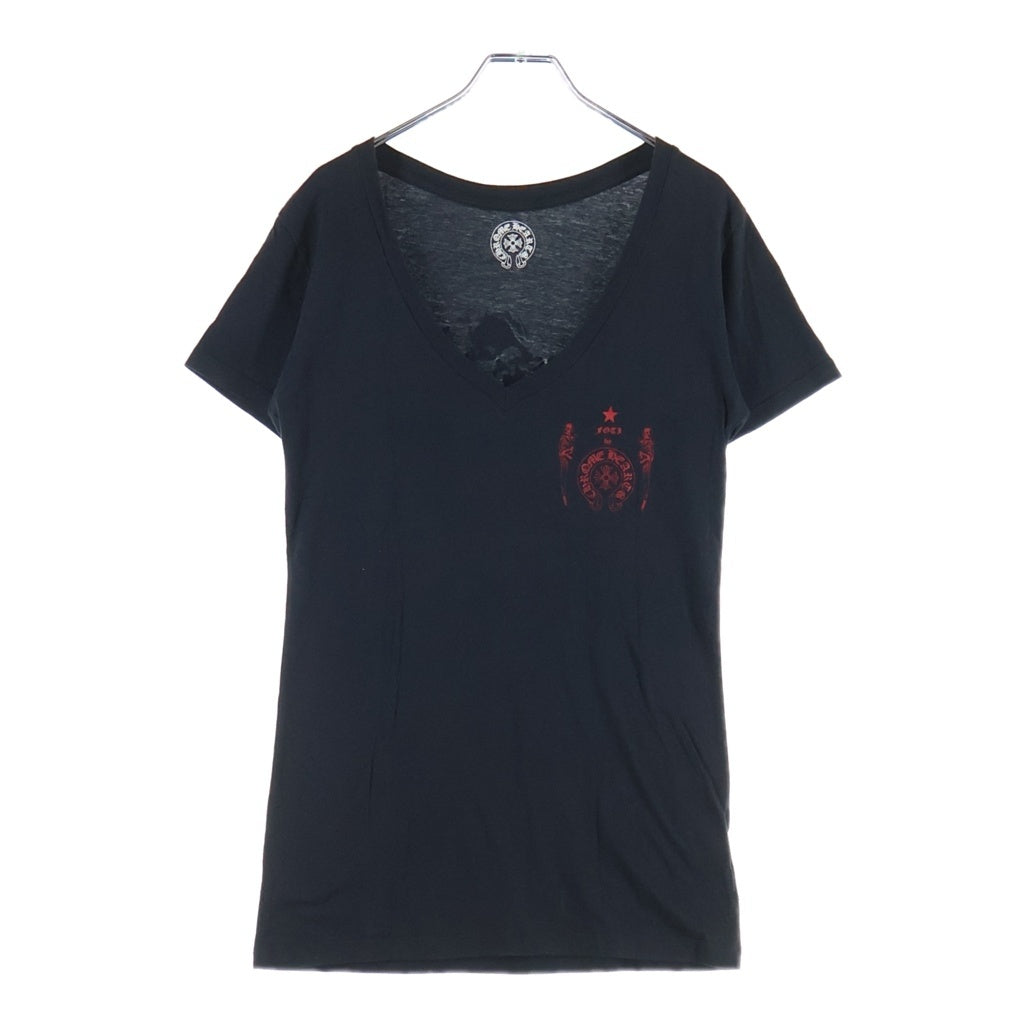 CHROME HEARTS(クロムハーツ) OLD FOTI S/S TEE オールドフォティ ラメプリント Vネック 半袖Tシャツ ブラック レディース