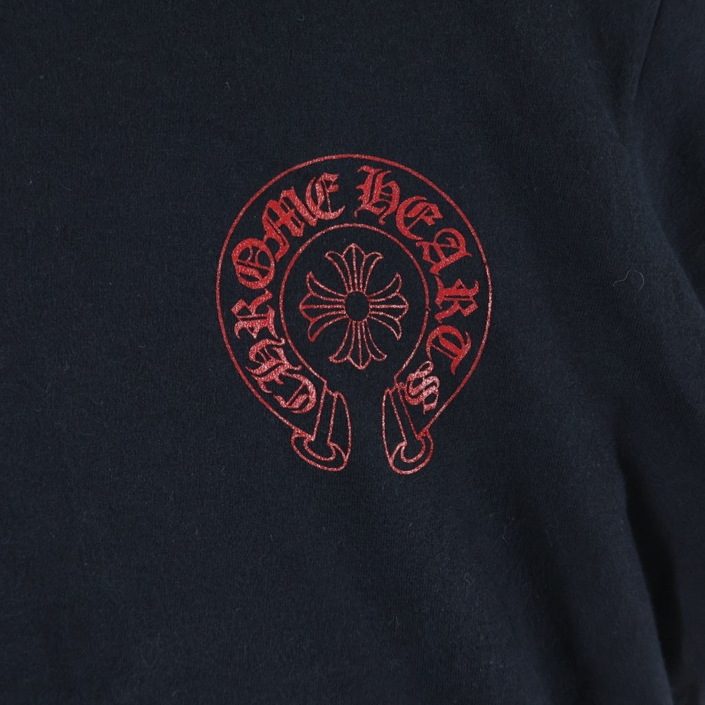 CHROME HEARTS(クロムハーツ) OLD S/S Tee FLORAL オールド ホースシューフローラルクロスプリント 半袖Tシャツ ブラック/レッド キッズ