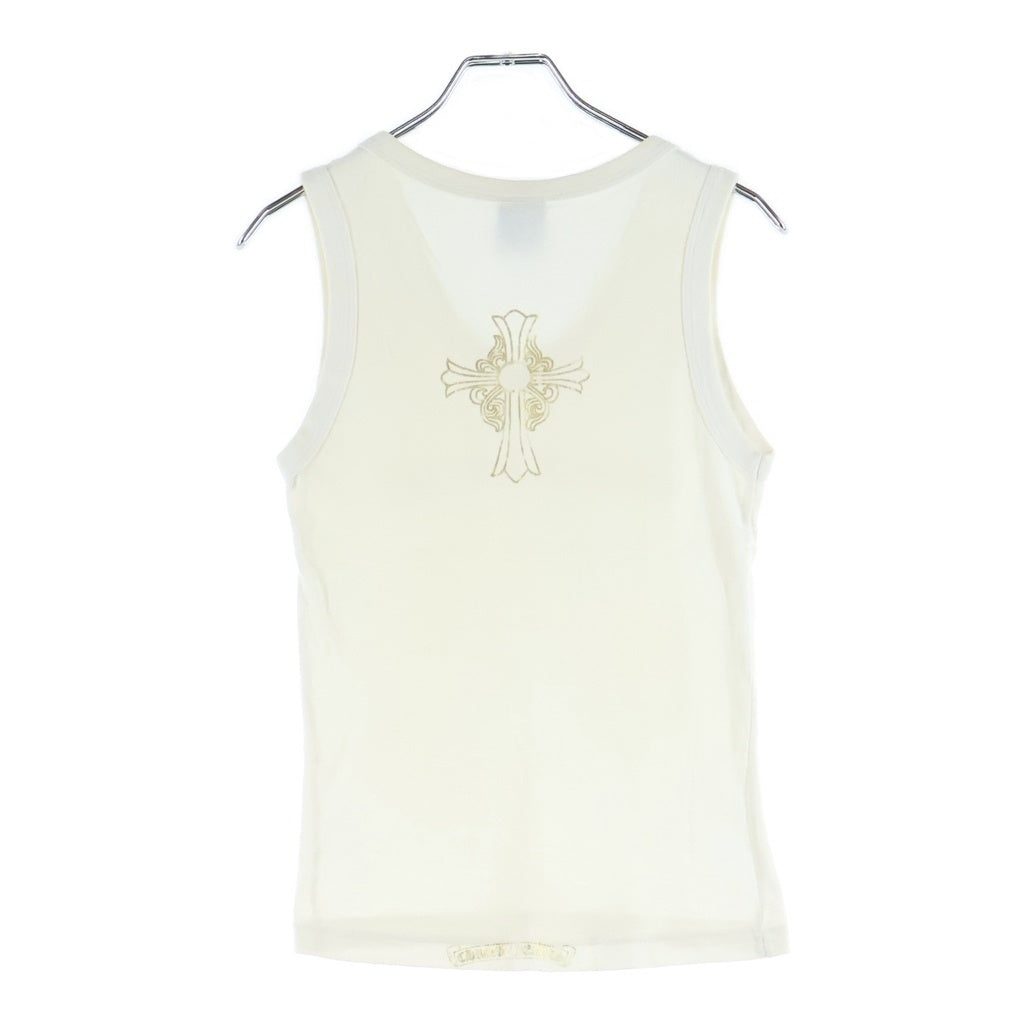 CHROME HEARTS(クロムハーツ) OLD S/S Tee Hairy Cross スクロールラベルプリント Vネックタンクトップ ホワイト レディース