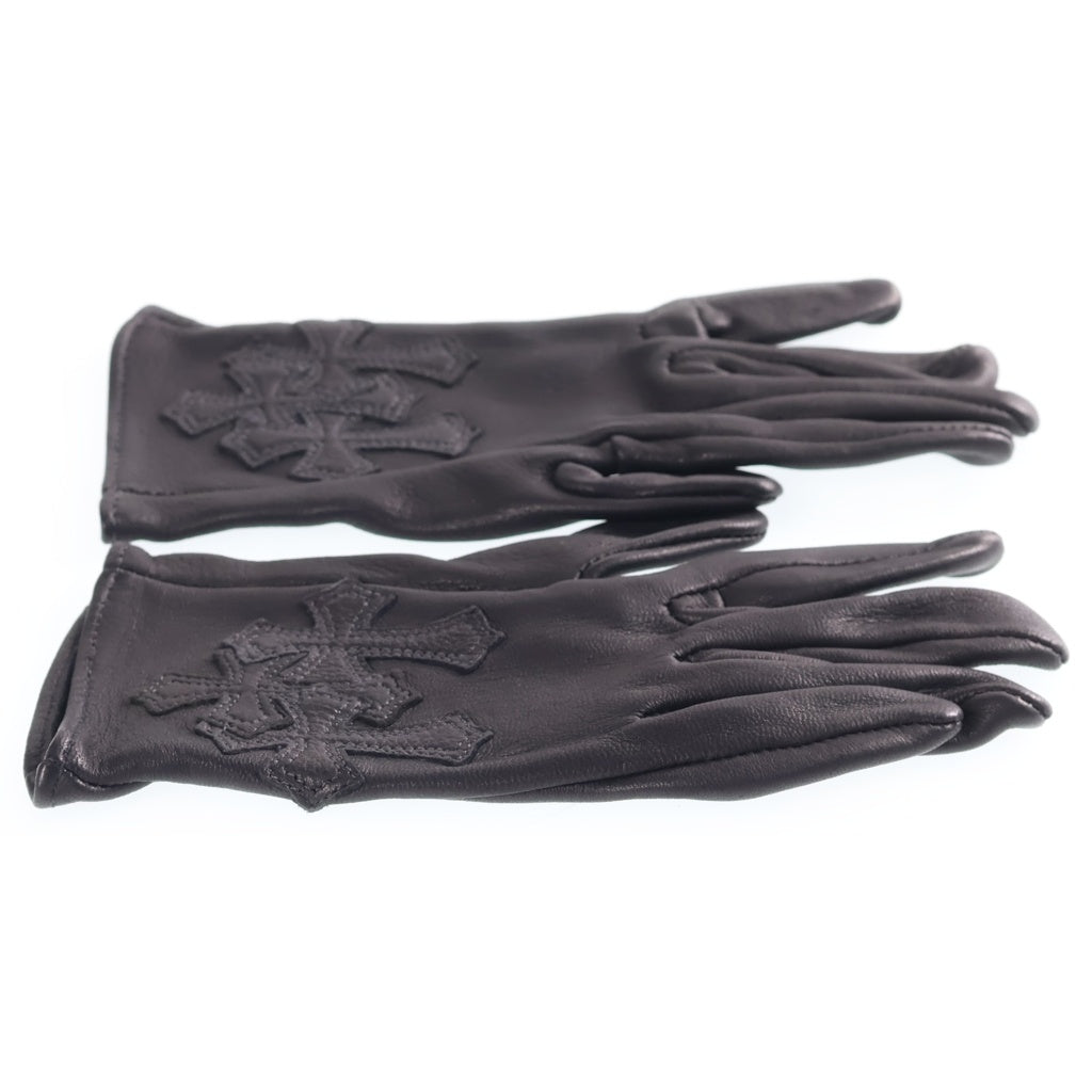 CHROME HEARTS(クロムハーツ) Cemetery cross セメタリークロス パッチ付き レザーグローブ ブラック