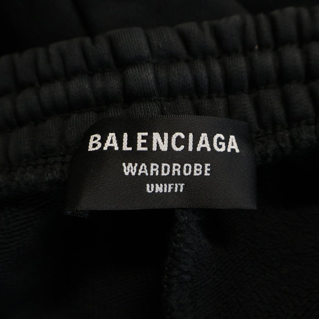 BALENCIAGA(バレンシアガ) 21AW ロゴ刺繍ワイドスウェットショーツ ハーフパンツ 674591 TMVF5 ブラック