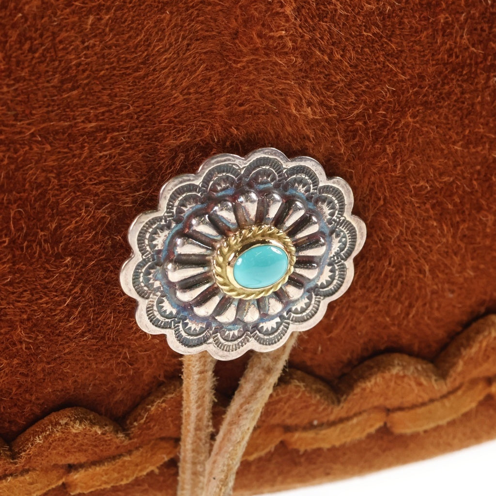 goro's(ゴローズ) 金縄ターコイズフラワーコンチョ付き ディアスキンハンティングバッグ ブラウン