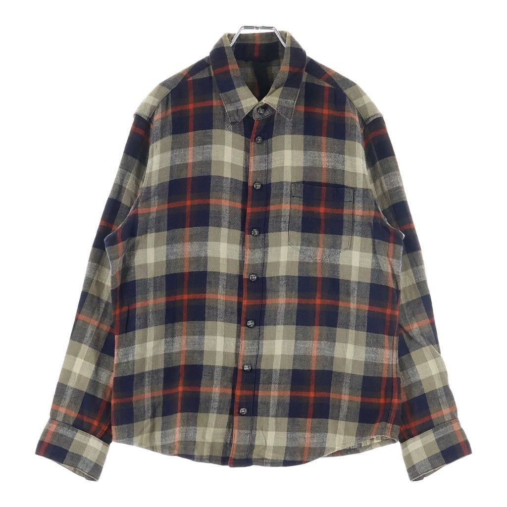 CHROME HEARTS(クロムハーツ) LOOSEENDS LS ルーズエンド 袖クロスパッチチェック長袖シャツ ベージュ/ネイビー