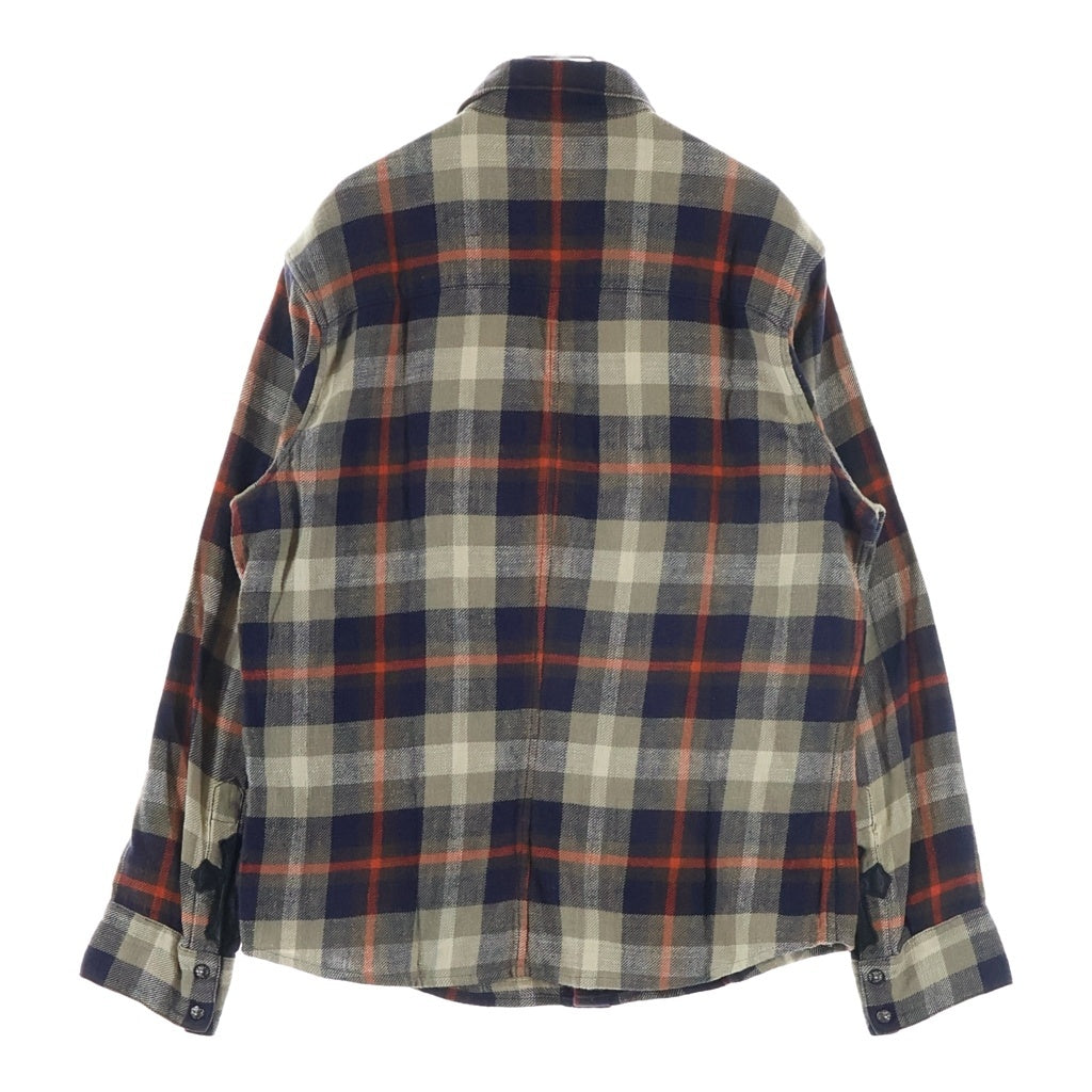 CHROME HEARTS(クロムハーツ) LOOSEENDS LS ルーズエンド 袖クロスパッチチェック長袖シャツ ベージュ/ネイビー