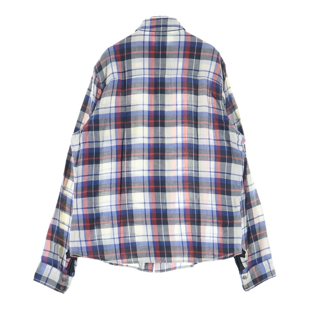 CHROME HEARTS(クロムハーツ) LOOSEENDS LS ルーズエンド 袖クロスパッチチェック長袖シャツ ホワイト/ブルー/レッド