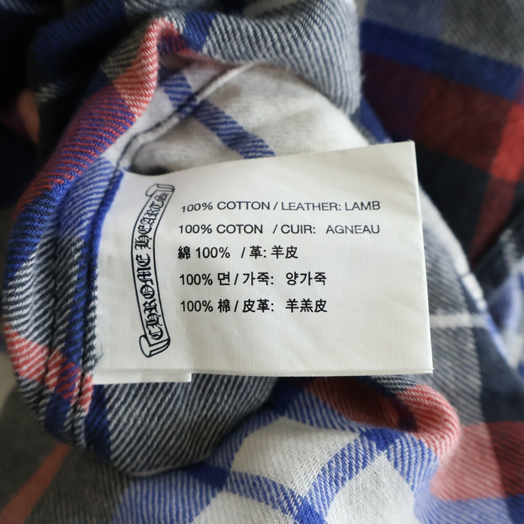 CHROME HEARTS(クロムハーツ) LOOSEENDS LS ルーズエンド 袖クロスパッチチェック長袖シャツ ホワイト/ブルー/レッド