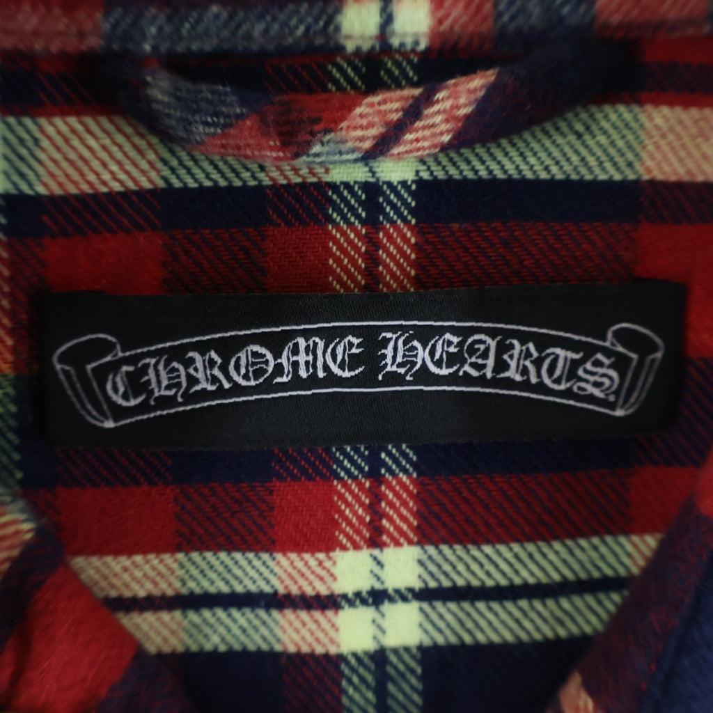 CHROME HEARTS(クロムハーツ) WESTN ウエスタン 袖クロスパッチチェック長袖シャツ レッド
