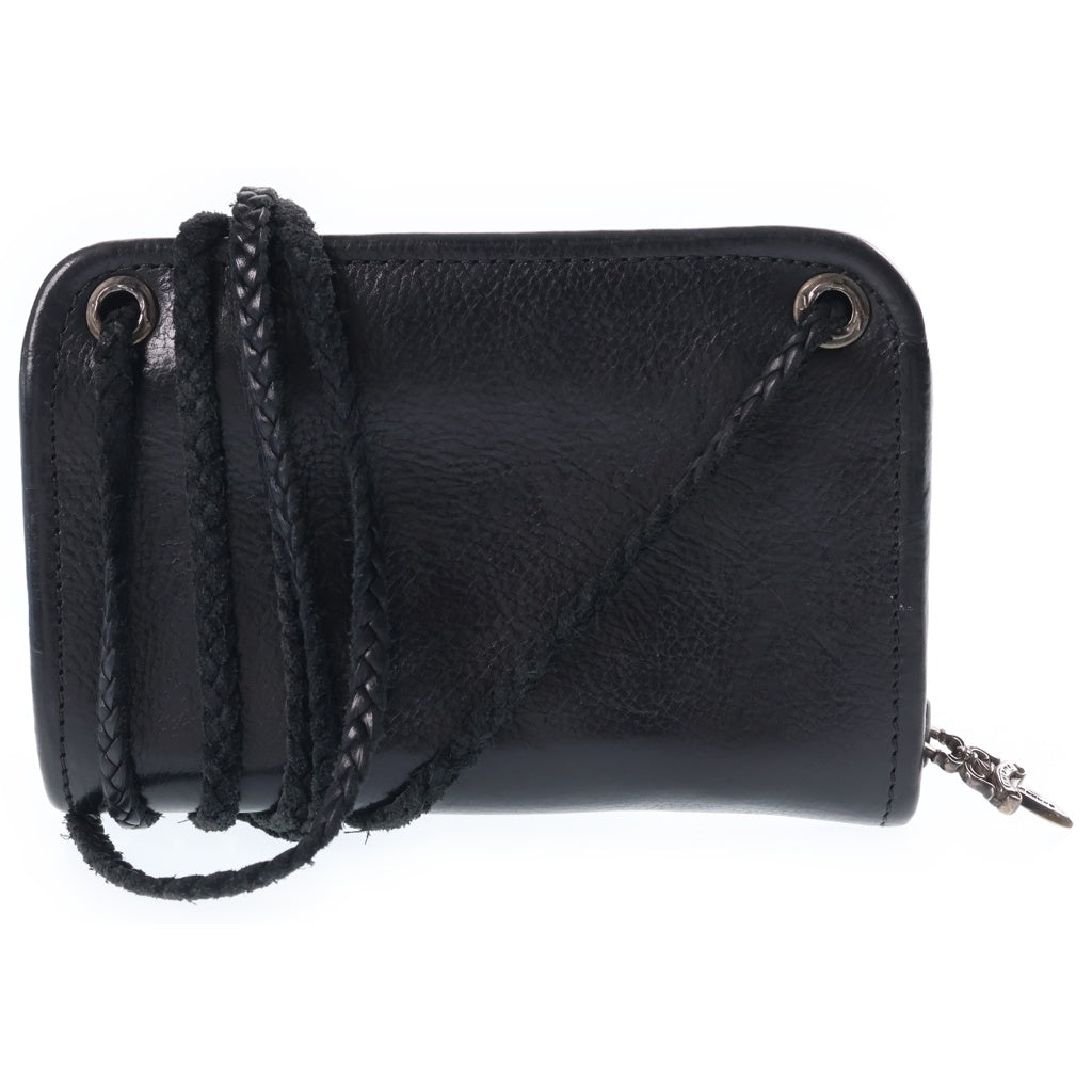 CHROME HEARTS(クロムハーツ) OLD 初期 コノリーレザー ショルダーミニウォレット 革紐付きウォレット 財布 ブラック レディース