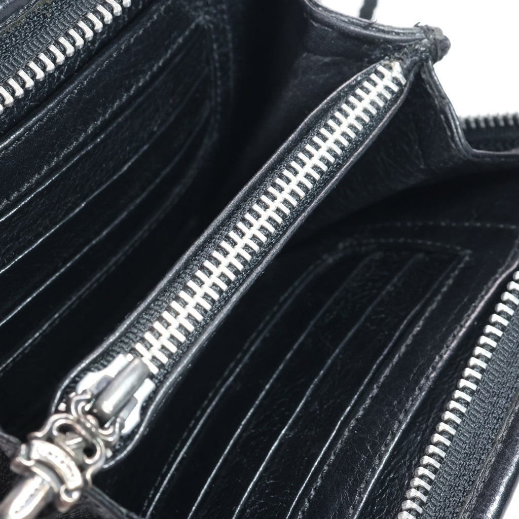 CHROME HEARTS(クロムハーツ) OLD 初期 コノリーレザー ショルダーミニウォレット 革紐付きウォレット 財布 ブラック レディース