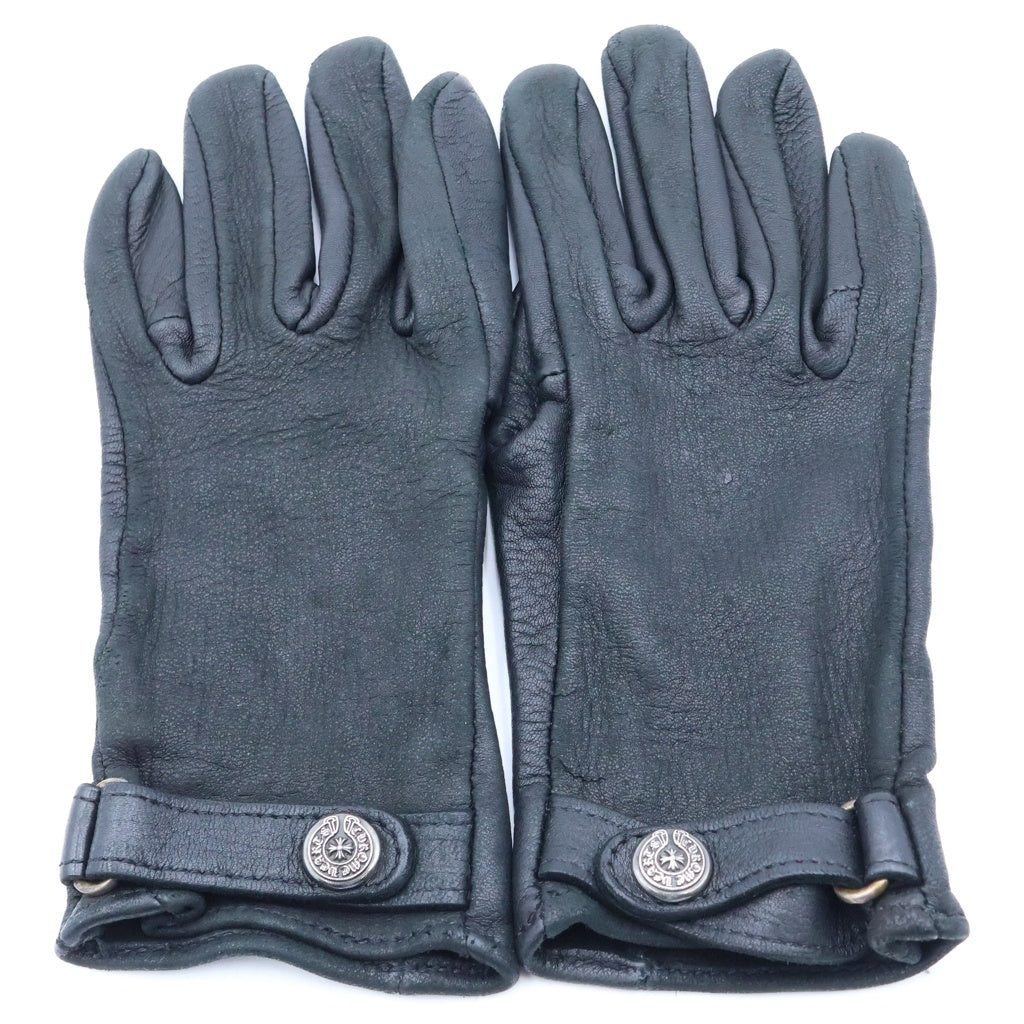 CHROME HEARTS(クロムハーツ) GLOVE グローブ ホースシューロゴボタンレザー手袋 ブラック