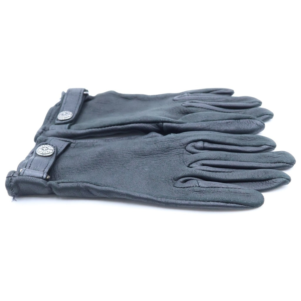 CHROME HEARTS(クロムハーツ) GLOVE グローブ ホースシューロゴボタンレザー手袋 ブラック
