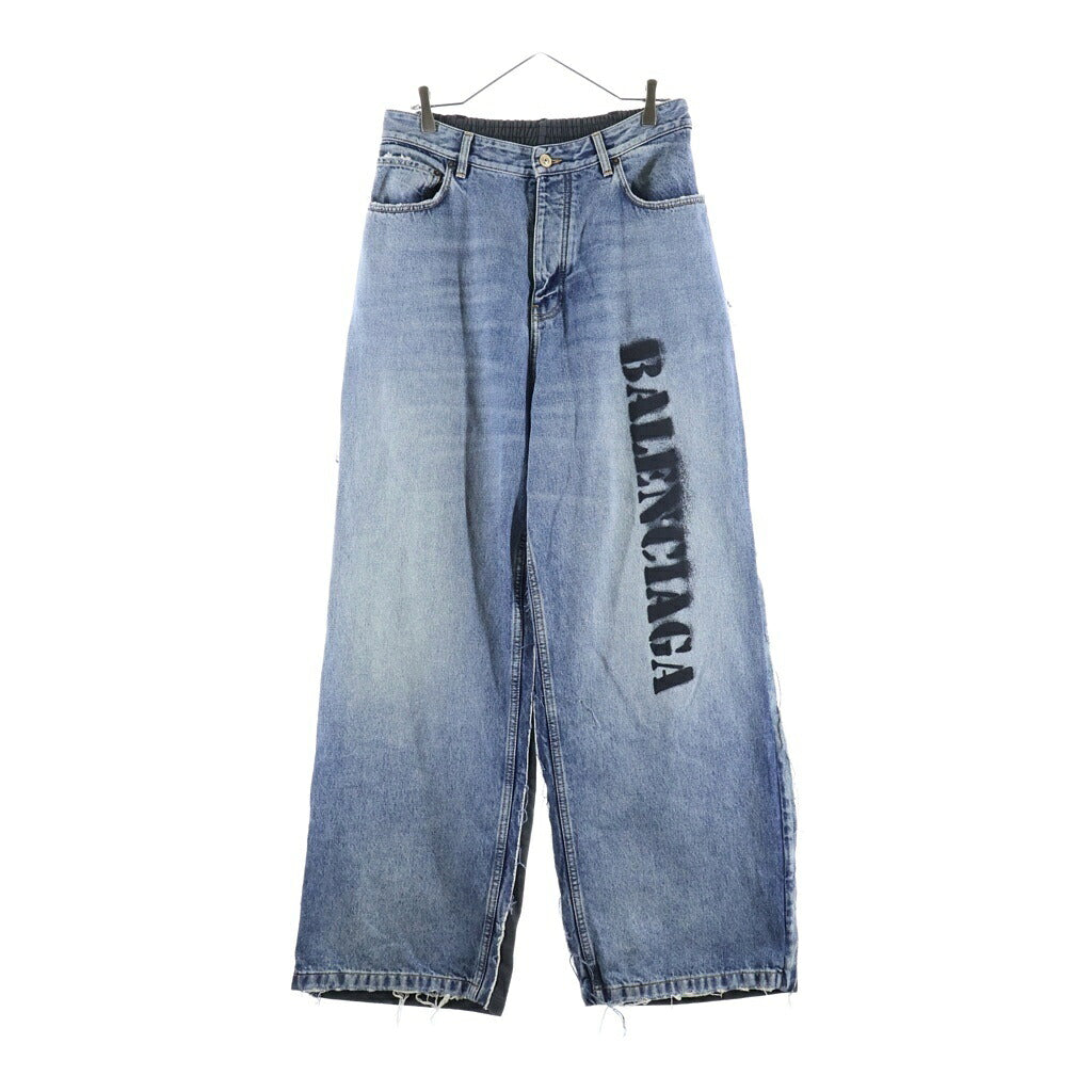 BALENCIAGA(バレンシアガ) 23AW Stencil Type Hybrid Baggy Pants ハイブリッドバギースウェットデニムパンツ 783697 THW25 ブルー/グレー