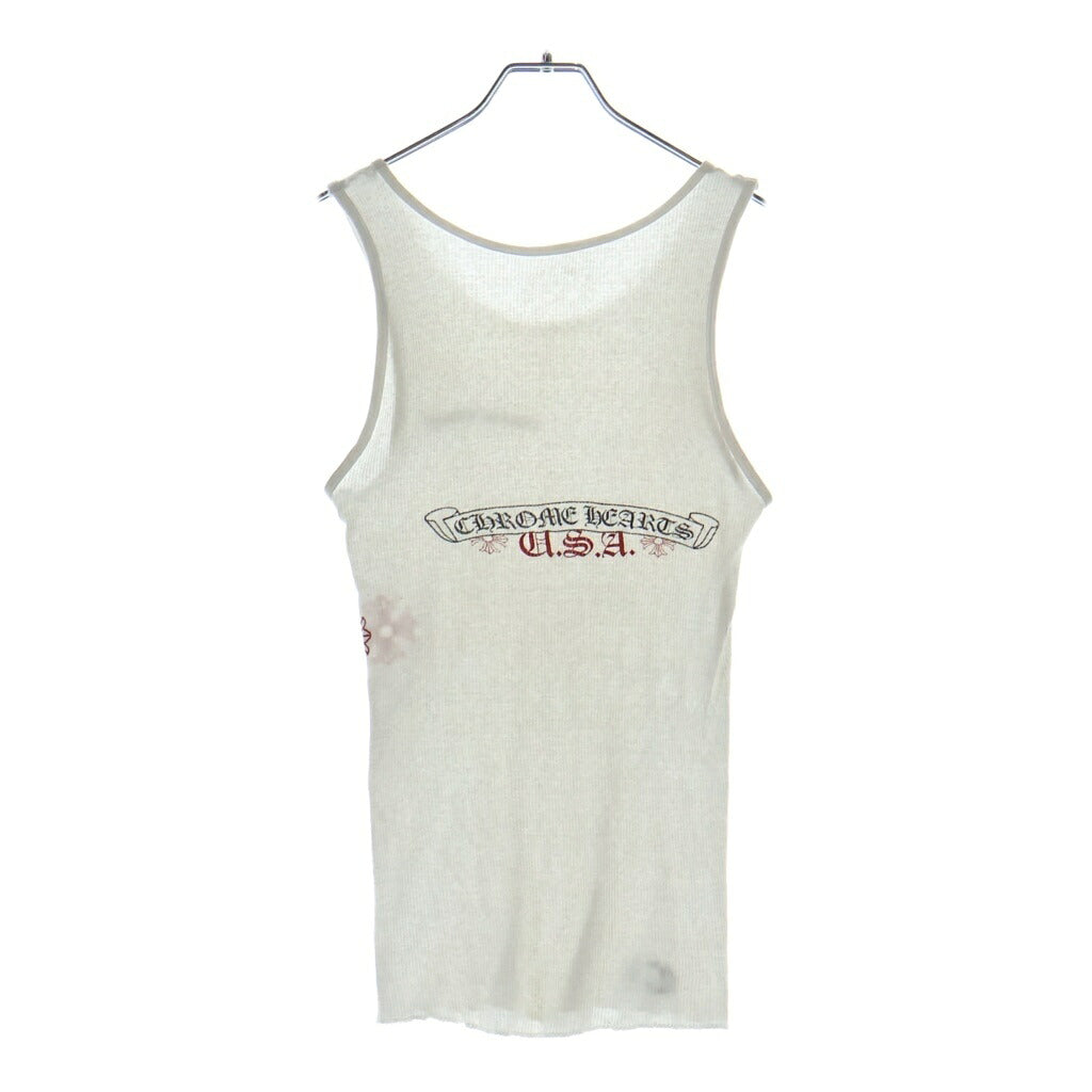 CHROME HEARTS(クロムハーツ) SCRL LOGO TANK スクロールUSAロゴ リブタンクトップ ノースリーブ ホワイト