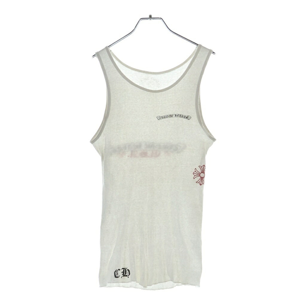 CHROME HEARTS(クロムハーツ) SCRL LOGO TANK スクロールUSAロゴ リブタンクトップ ノースリーブ ホワイト