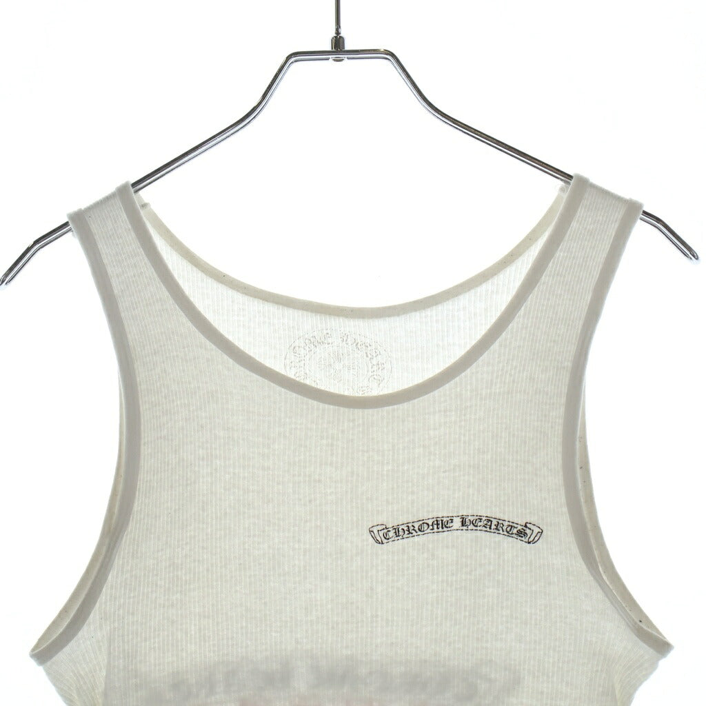 CHROME HEARTS(クロムハーツ) SCRL LOGO TANK スクロールUSAロゴ リブタンクトップ ノースリーブ ホワイト