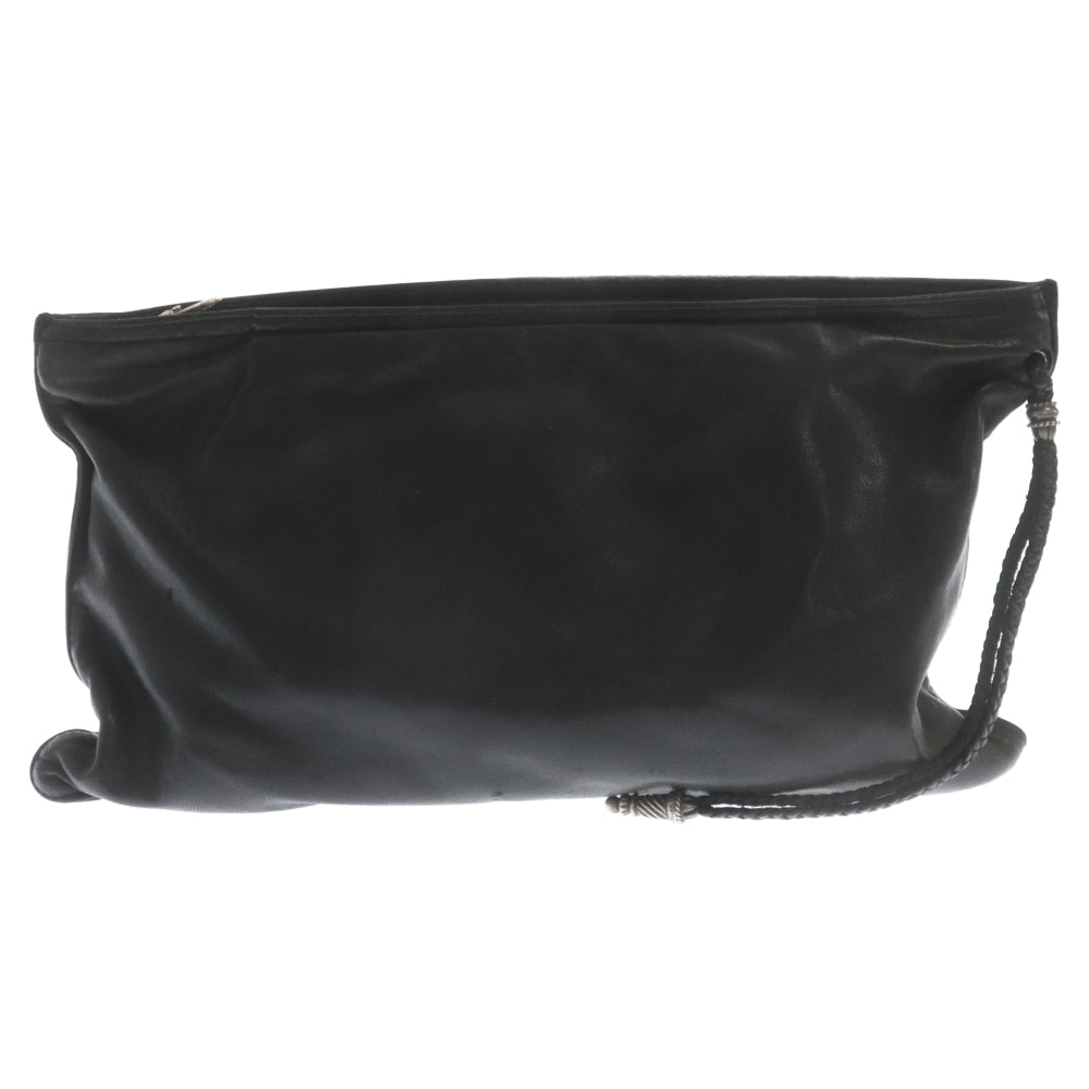 CHROME HEARTS(クロムハーツ) FLAT BAG W/SILVER BS FLEUR BSフレア フラット セカンドバッグ クラッチバッグ ブラック