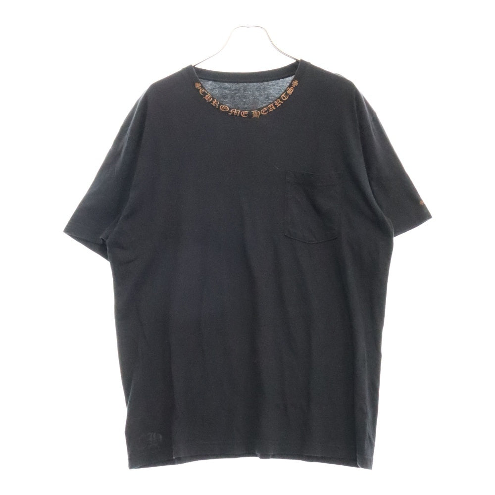CHROME HEARTS(クロムハーツ) NECK LOGO S/S TEE ネックロゴ プリント 半袖カットソー Tシャツ ブラック/ブラウン