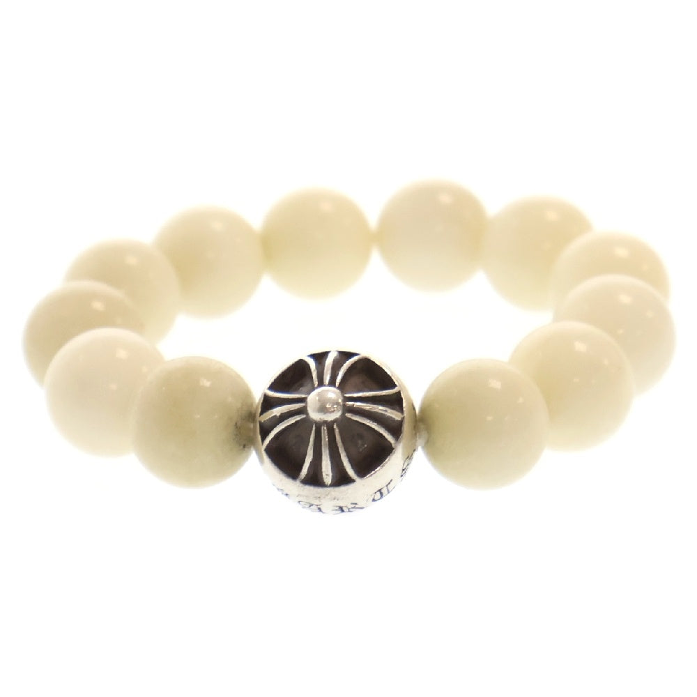 CHROME HEARTS(クロムハーツ) BEAD 12mm ビーズブレス クロスボール ホワイトビーズ ブレスレット ホワイト