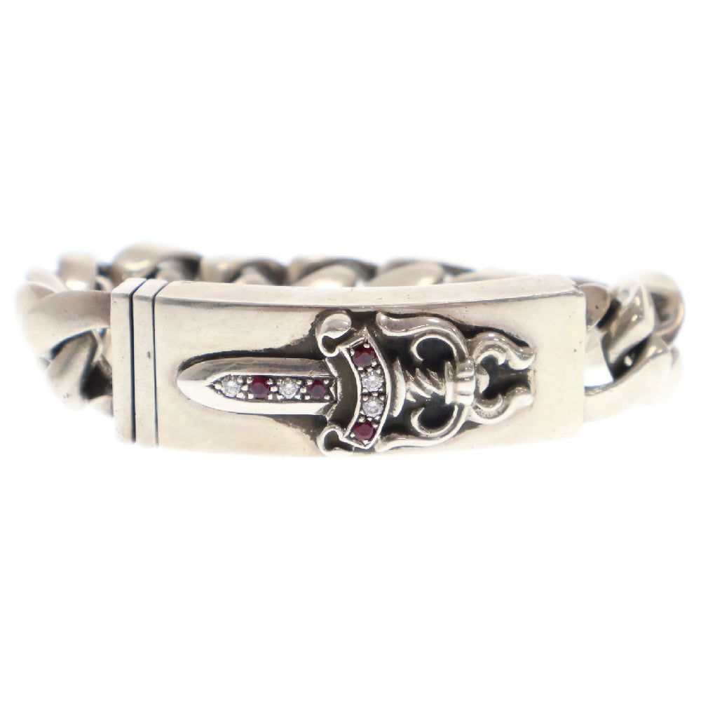 CHROME HEARTS(クロムハーツ) ID DAGGER RBYP ダガーIDクラシックリンク ルビー アフターパヴェダイヤ シルバーブレスレット