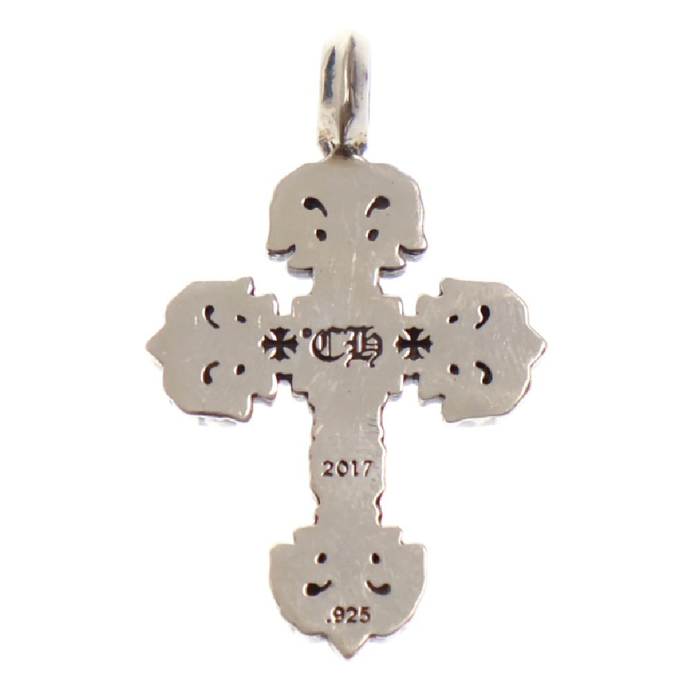 CHROME HEARTS(クロムハーツ) CHARM FILIGREE TINY P DMND タイニーフィリグリークロス PAVEダイヤ チャーム シルバーネックレストップ シルバー