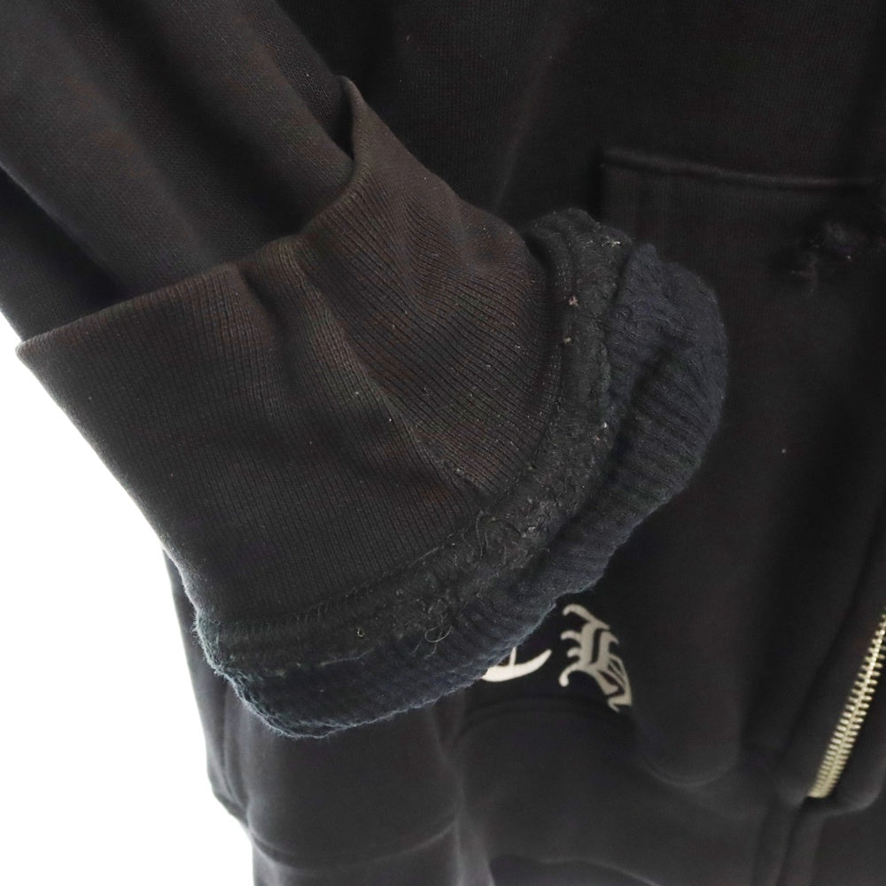 CHROME HEARTS(クロムハーツ) OLD DBL CH CRS ZIP Hoodie オールドモデル ダブルCHクロスプリント 裏地サーマル ダガージップアップパーカー ブラック