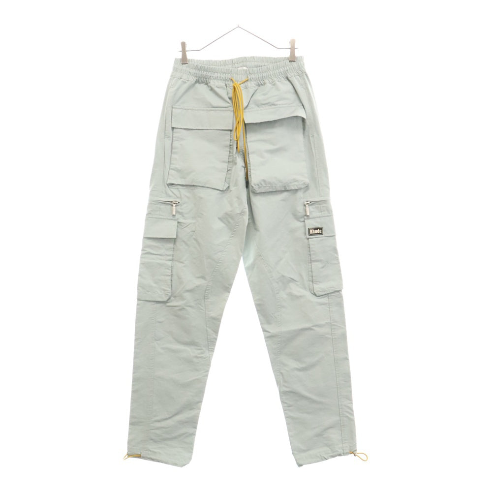 RHUDE(ルード) ドローストリング ラバーロゴマルチポケットカーゴパンツ ライトグリーン