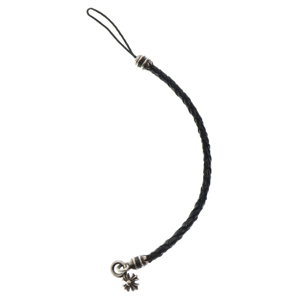 CHROME HEARTS(クロムハーツ) 携帯ストラップ CHプラススタックチャーム レザー携帯ストラップ シルバー/ブラック