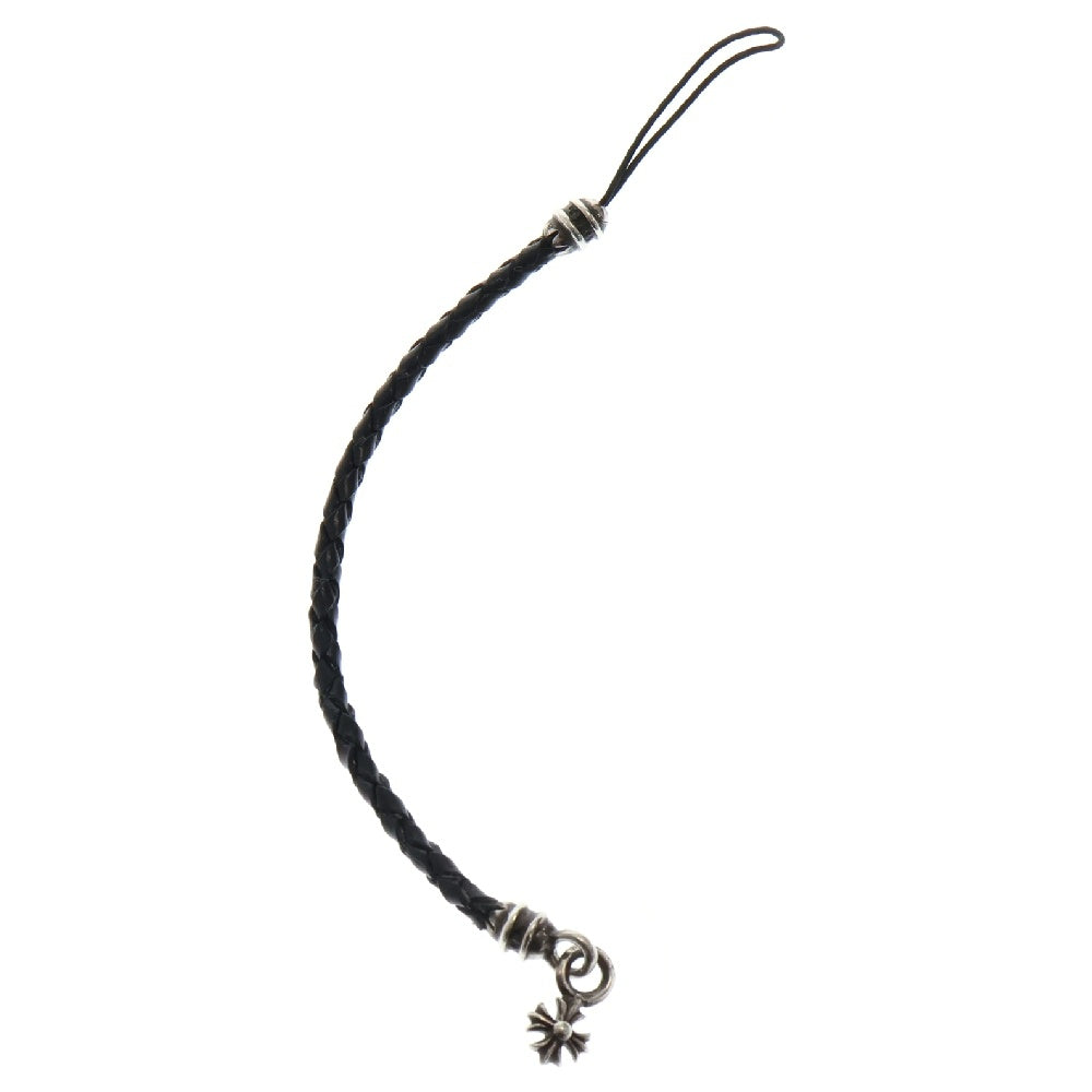 CHROME HEARTS(クロムハーツ) 携帯ストラップ CHプラススタックチャーム レザー携帯ストラップ シルバー/ブラック