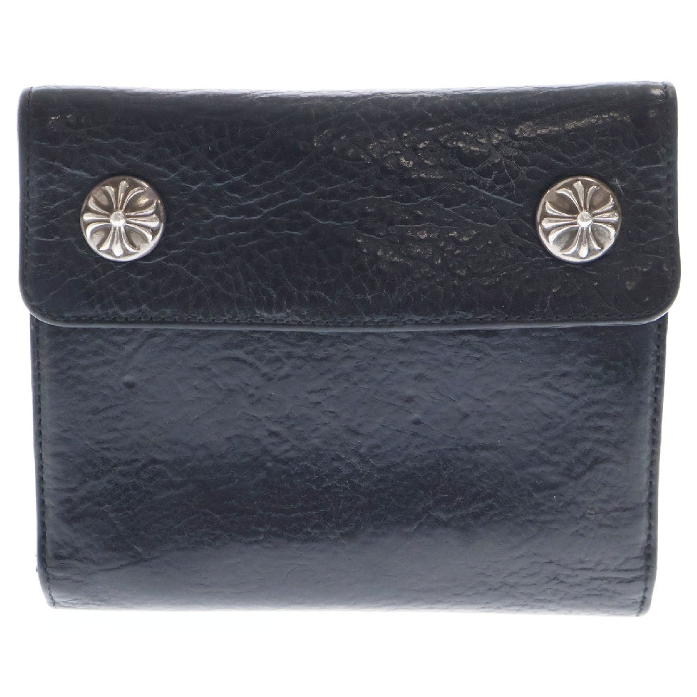 CHROME HEARTS(クロムハーツ) Big Spoon Wallet ビッグスプーンレザーウォレット 2つ折り財布 コンパクトウォレット ブラック